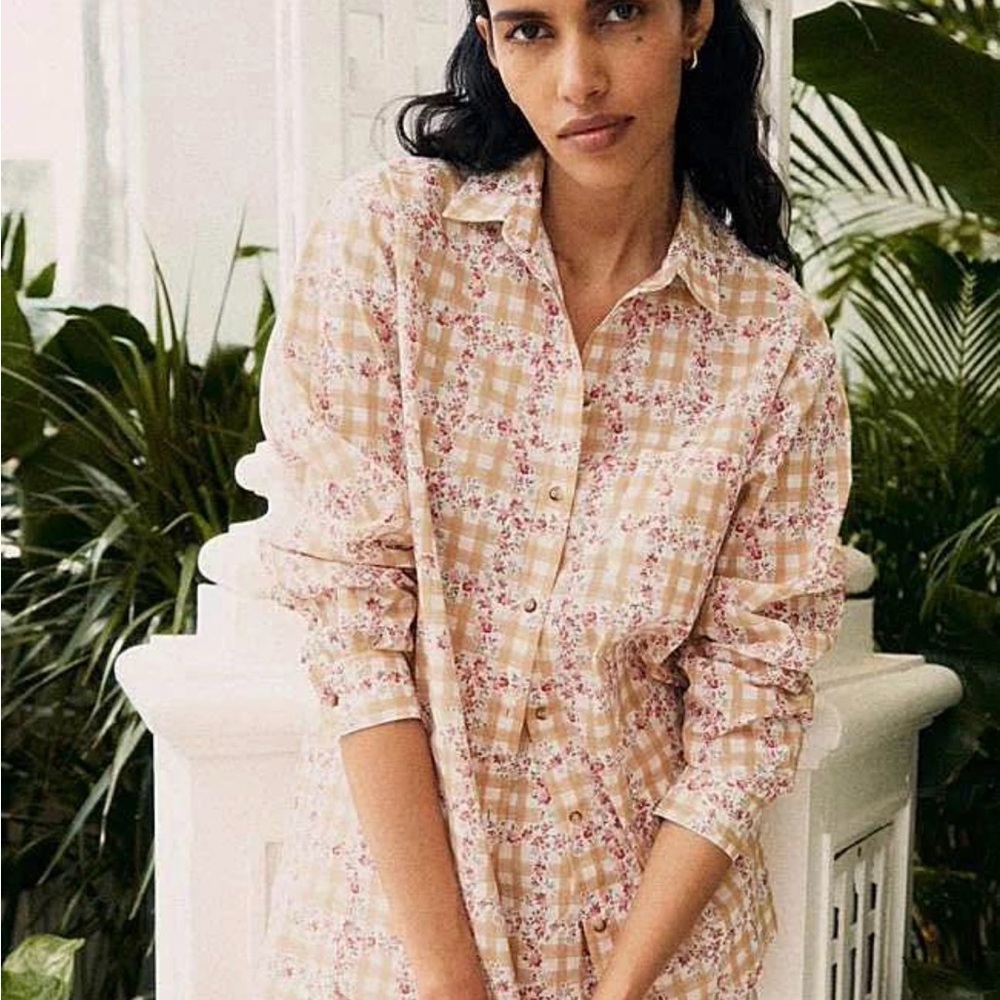 Sezane and Andion collection rose gingham blouse